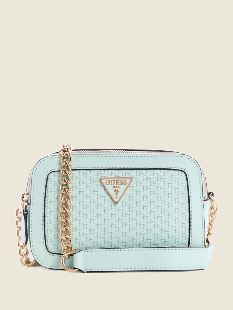 Turquoise Women's Guess Hassie Camera Crossbody Bags | 8294716-OD