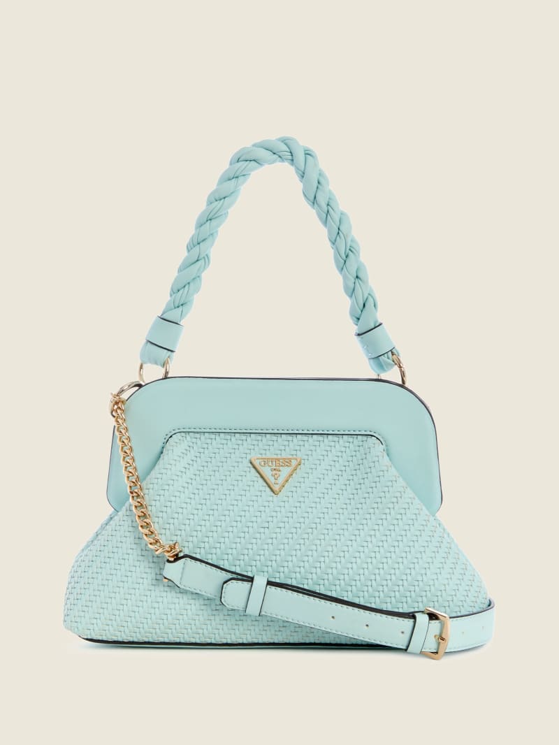 Turquoise Women's Guess Hassie Satchel Bags | 0926381-XQ