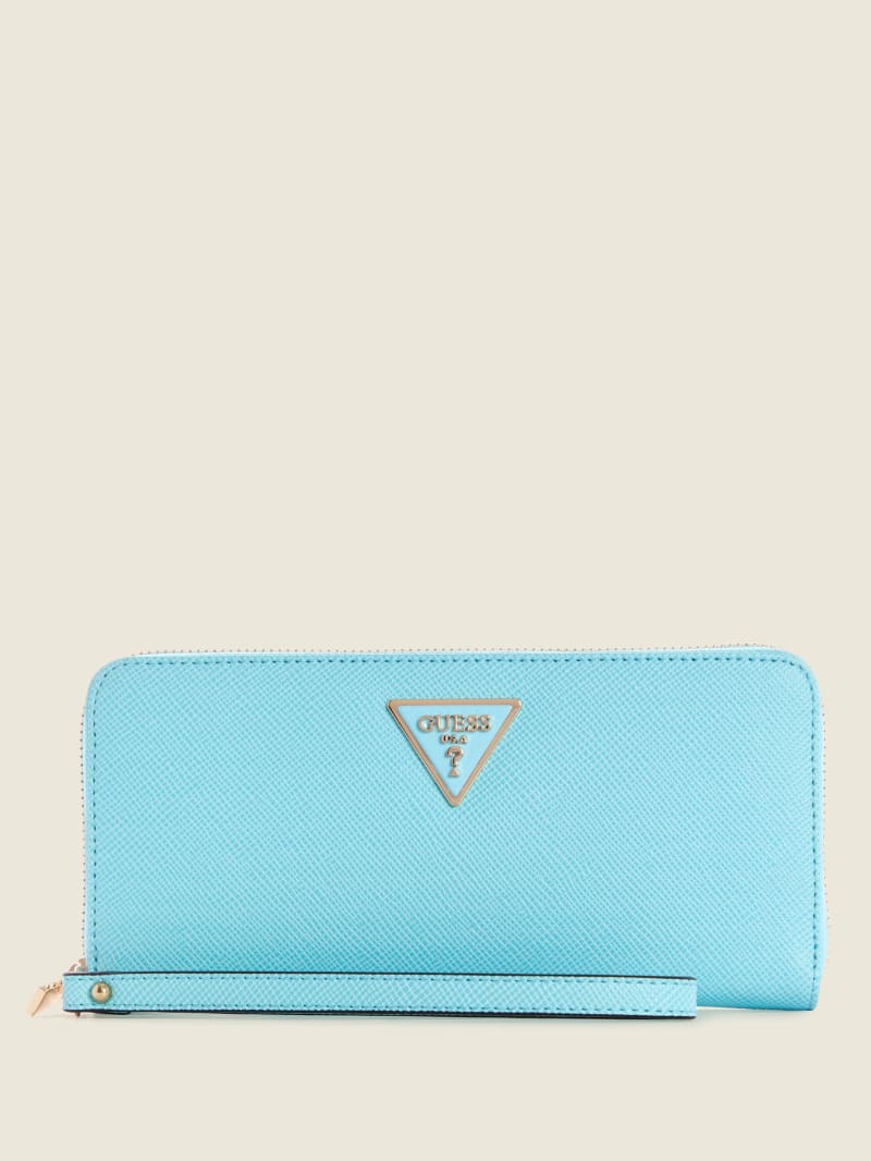 Turquoise Women's Guess Laurel Large Zip-Around Wallets | 1245389-QZ