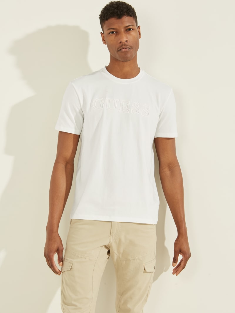 White Men's Guess Eco Alphy Active Tee T Shirts | 1723805-WG