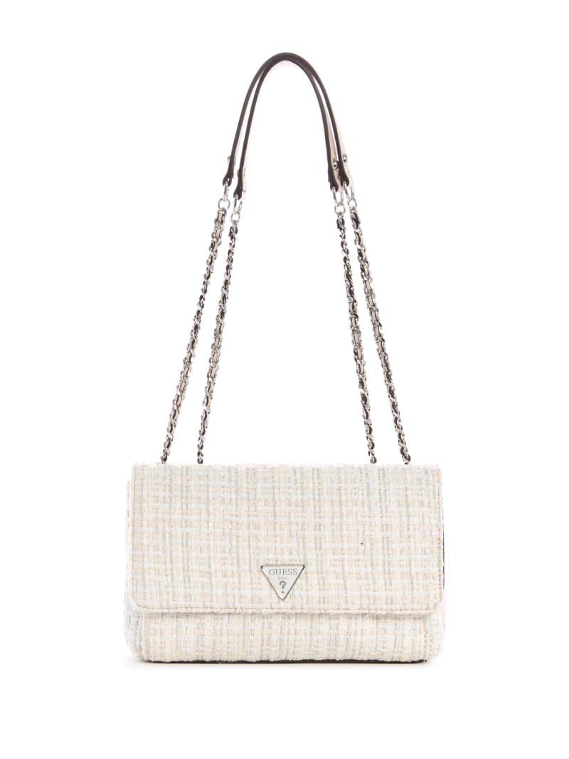 White Women's Guess Cessily Convertible Tweed Crossbody Bags | 4908157-HO