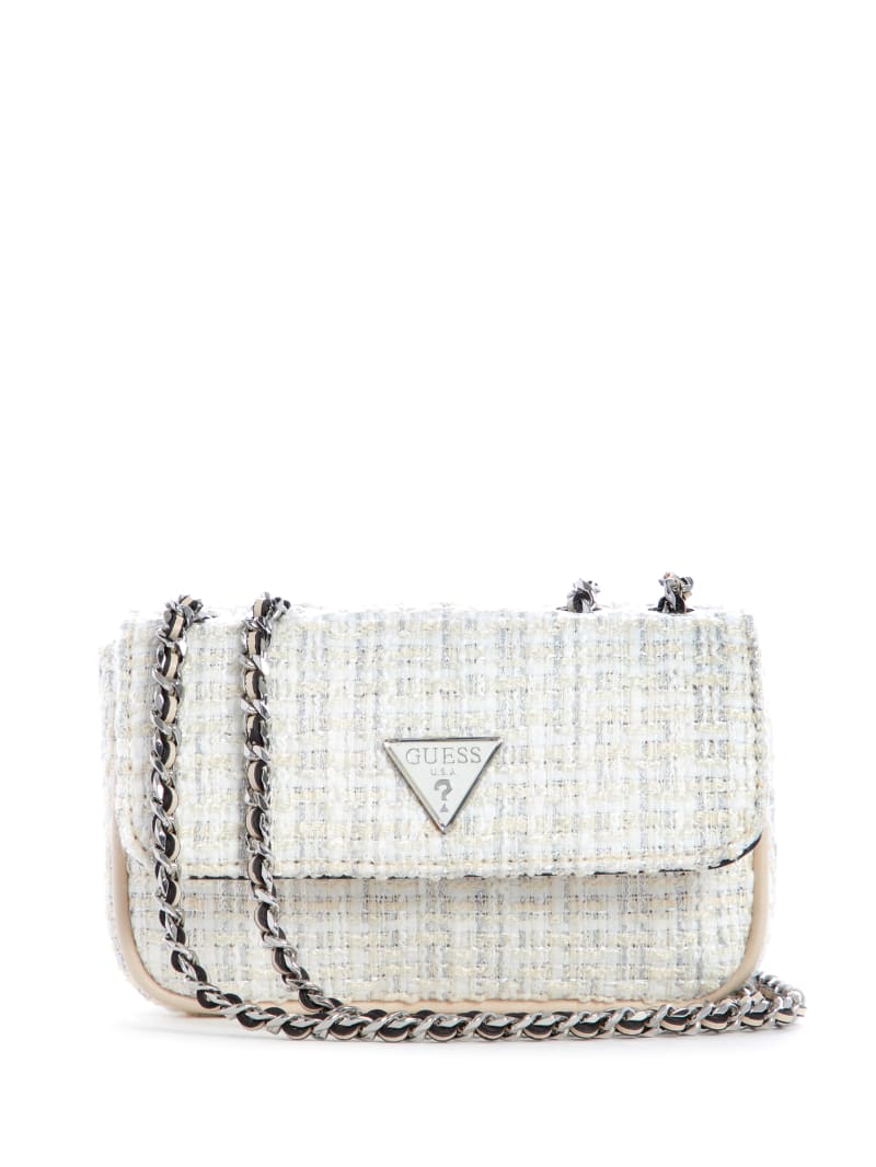 White Women's Guess Cessily Tweed Crossbody Bags | 6871952-AT