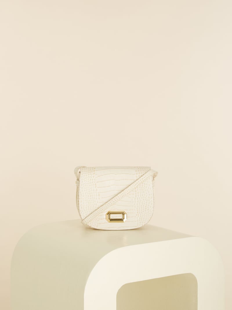 White Women's Guess Crocodile Saddle Handbag | 0835947-NZ