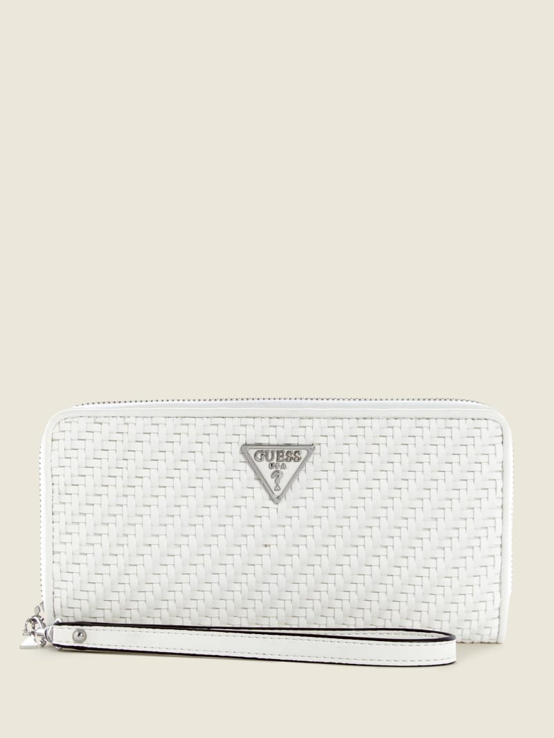 White Women's Guess Hassie Large Zip-Around Wallets | 7165894-DX