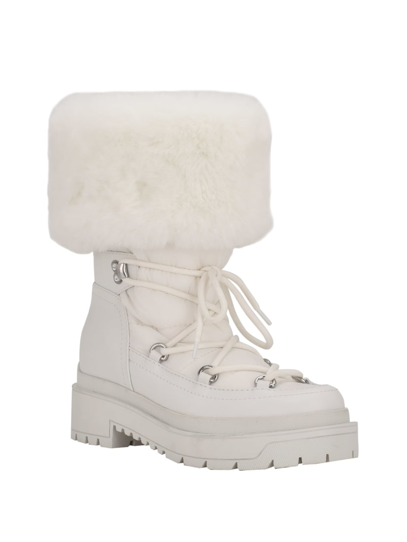 White Women's Guess Larya Faux-Fur Snow Boots | 0483695-LW