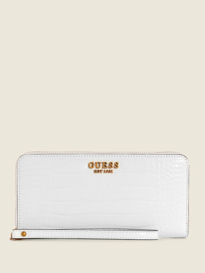 White Women's Guess Laurel Large Zip-Around Wallets | 1063752-IR