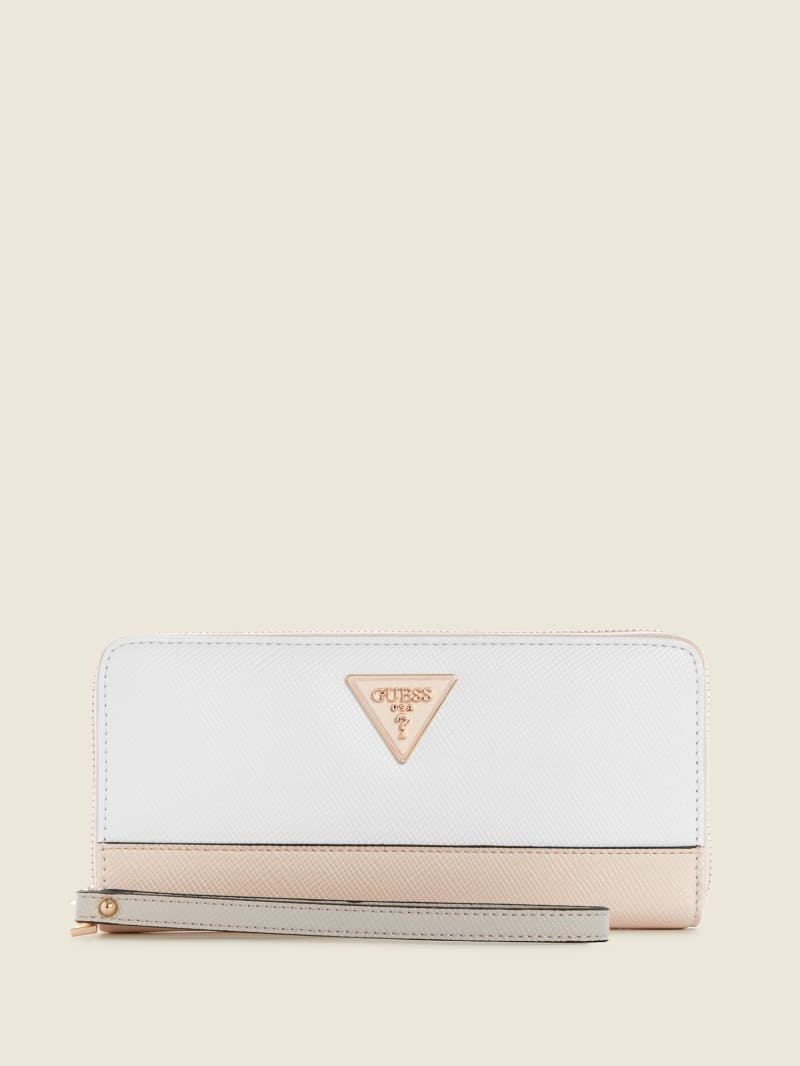 White Women's Guess Laurel Large Zip-Around Wallets | 5063124-AD