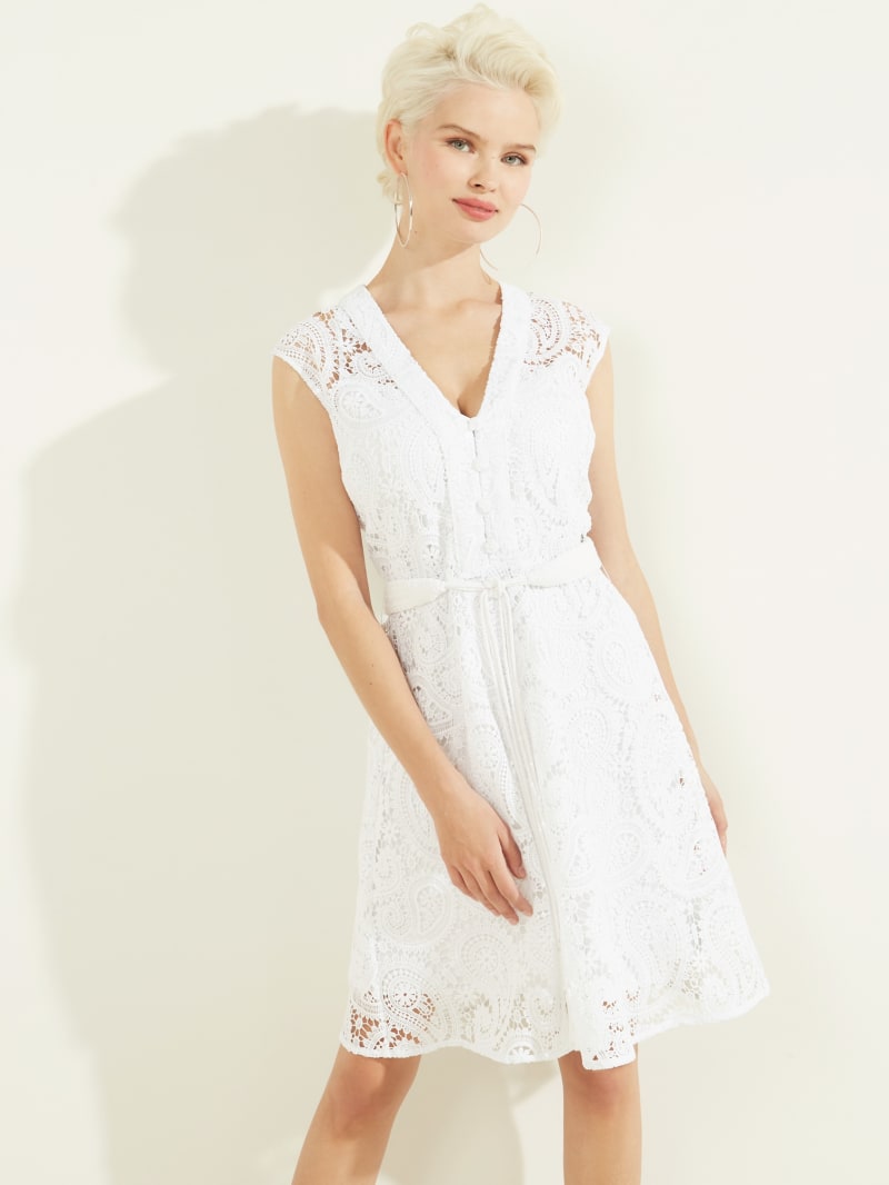 White Women's Guess Mykonos Dress | 6130498-ZH