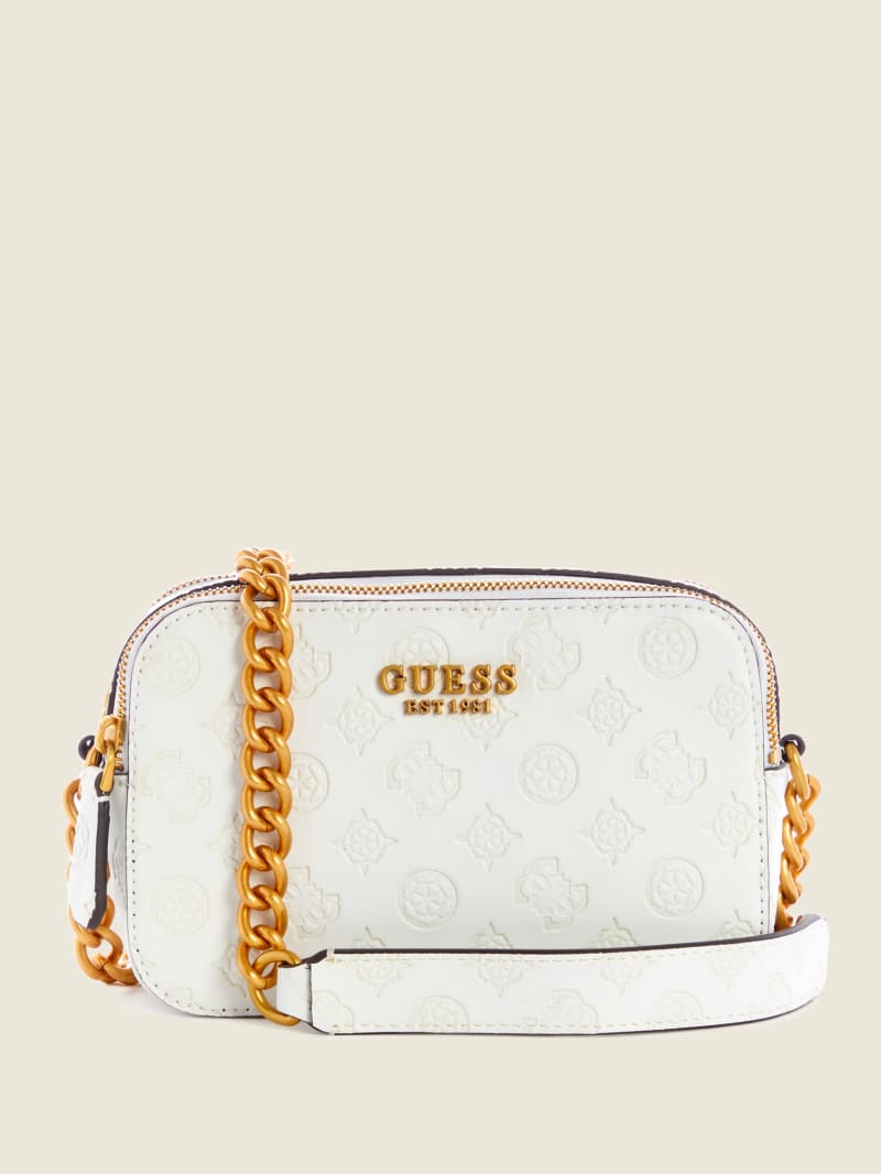 White Women's Guess Noelle Logo Camera Crossbody Bags | 8156230-QF