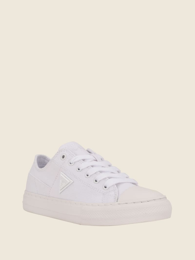 White Women's Guess Pranze Low-Top Canvas Sneakers | 5480213-BN