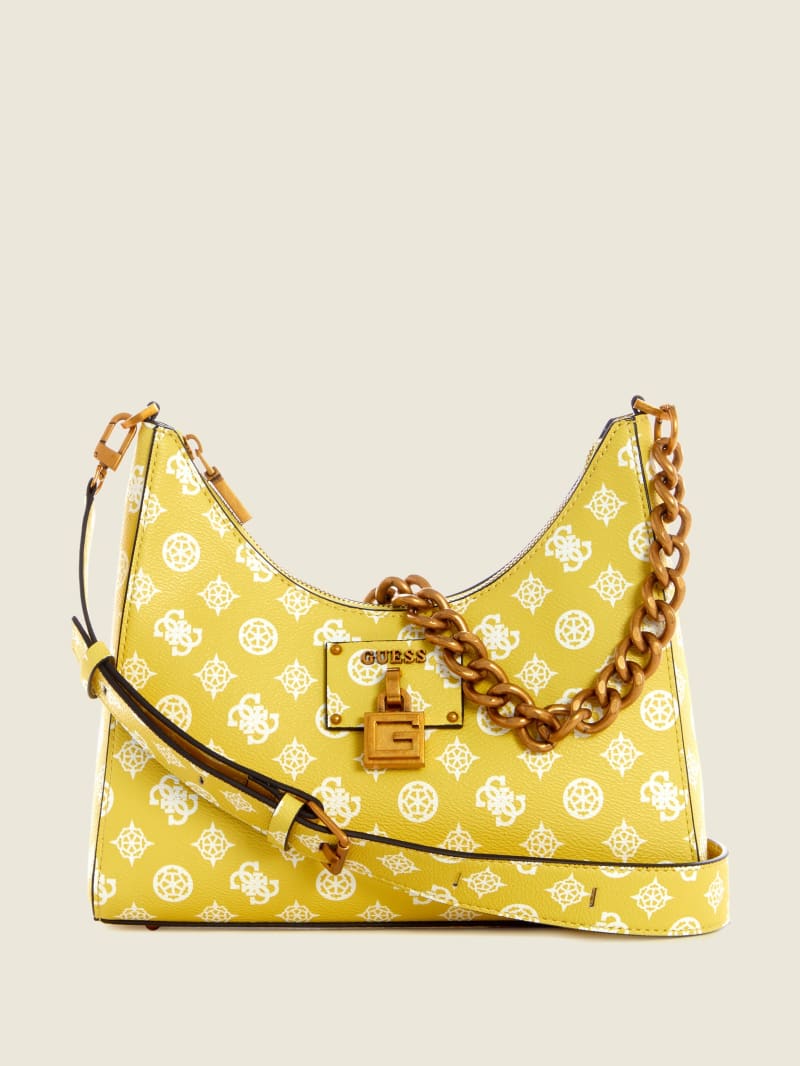 Yellow Women's Guess Centre Stage Hobo Shoulder Bags | 7406532-HW