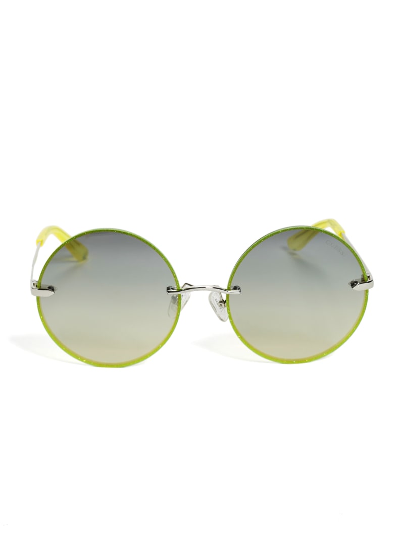 Yellow Women's Guess Greyson Glitter Trim Round Sunglasses | 6251837-NZ