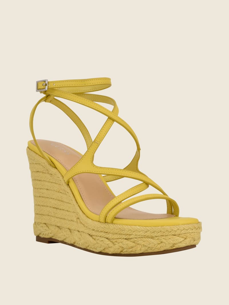 Yellow Women's Guess Hirani Strappy Espadrille Wedges | 8409621-AS