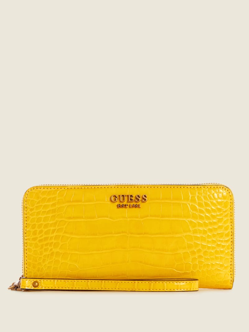 Yellow Women's Guess Laurel Large Zip-Around Wallets | 9156380-XZ