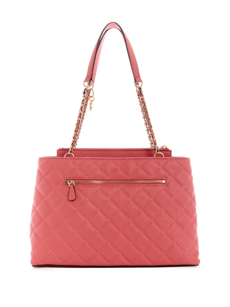 Apricot Women's Guess Gillian Quilted High Society Satchel Bags | 5628397-IS