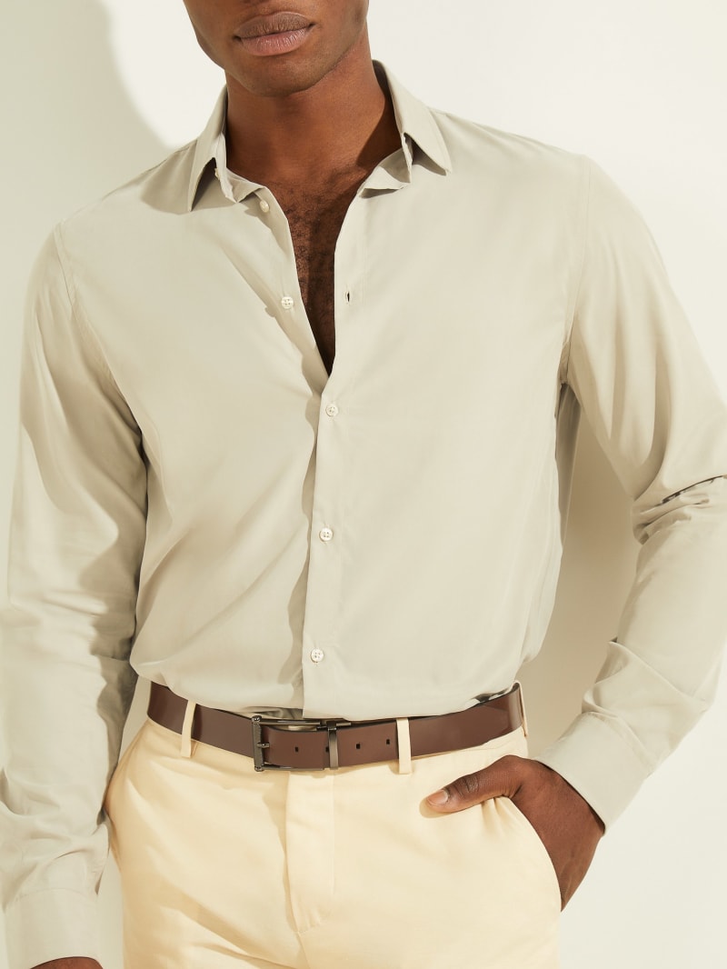 Beige Men's Guess Italian Notched Cuff Shirts | 0821763-DO