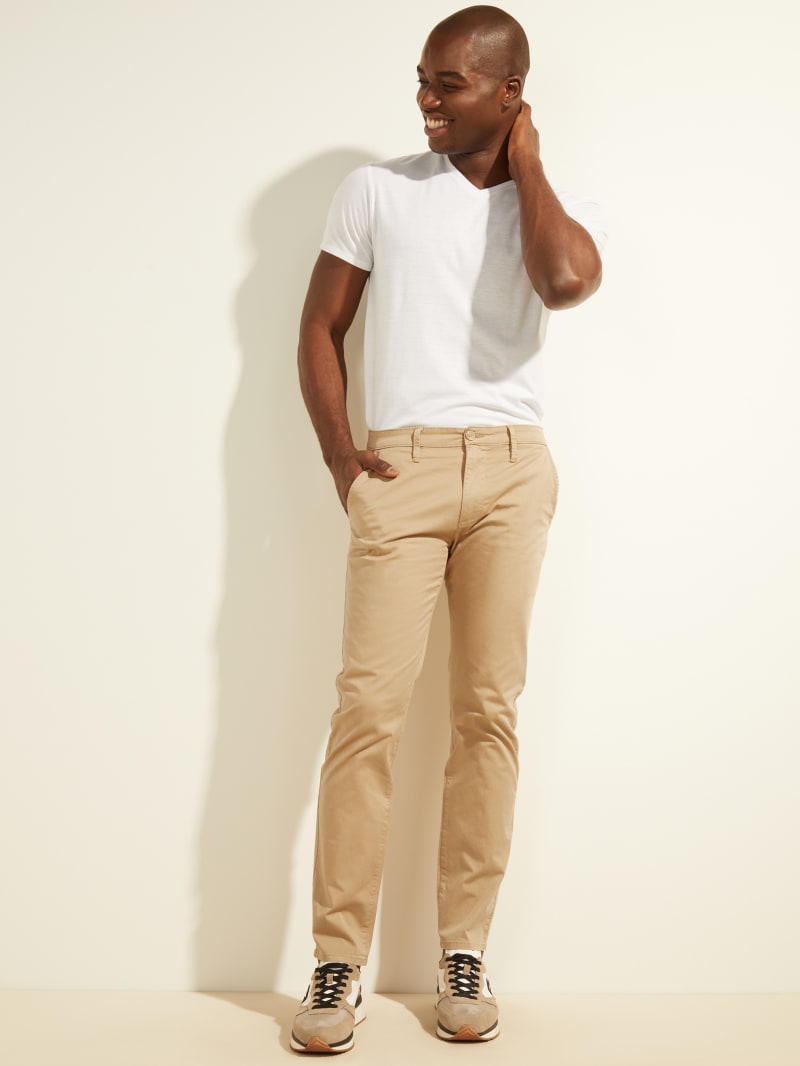 Beige Men's Guess Toro Twill Chinos Pants | 1257986-QT