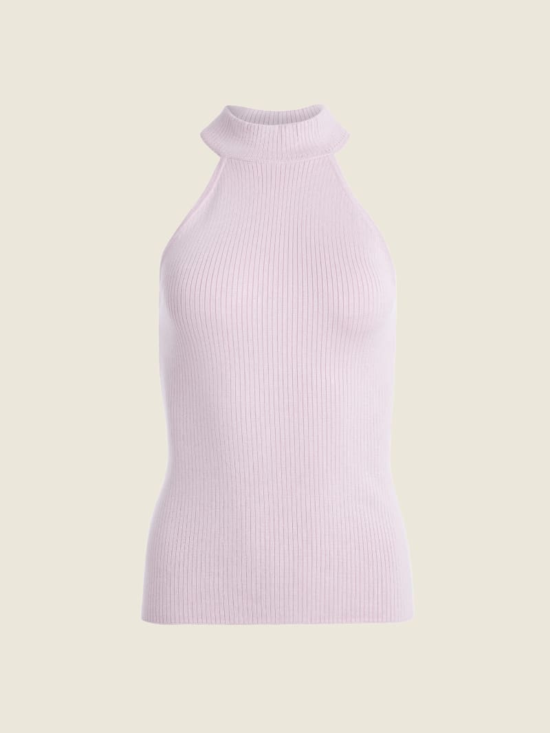 Beige Purple Women's Guess Shea Ribbed Mock-Neck Sweaters | 6085732-GT