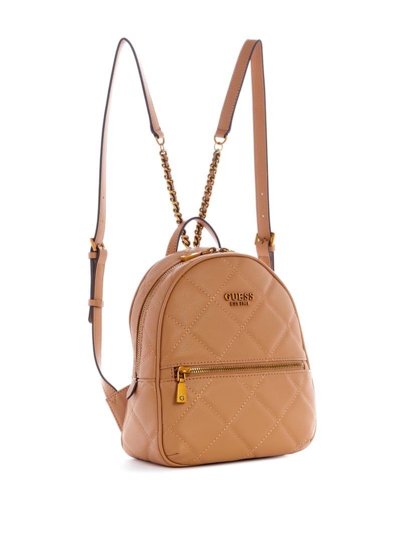 Beige Women's Guess Abey Quilted Backpacks | 9705326-QE