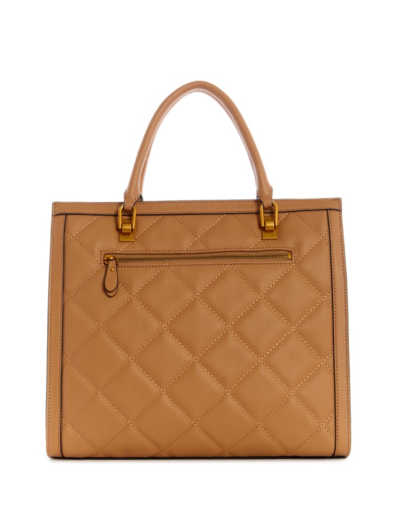 Beige Women's Guess Abey Quilted Elite Tote Bags | 6354927-AH