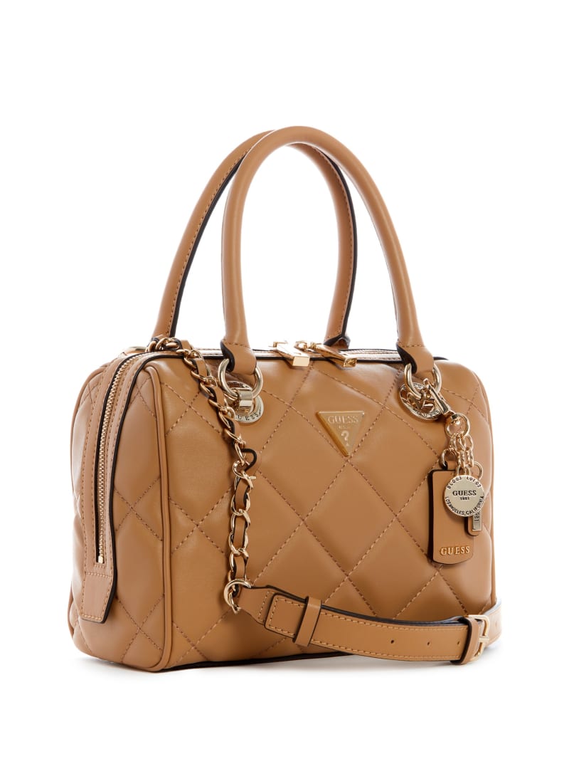 Beige Women's Guess Cessily Box Satchel Bags | 3198274-JL