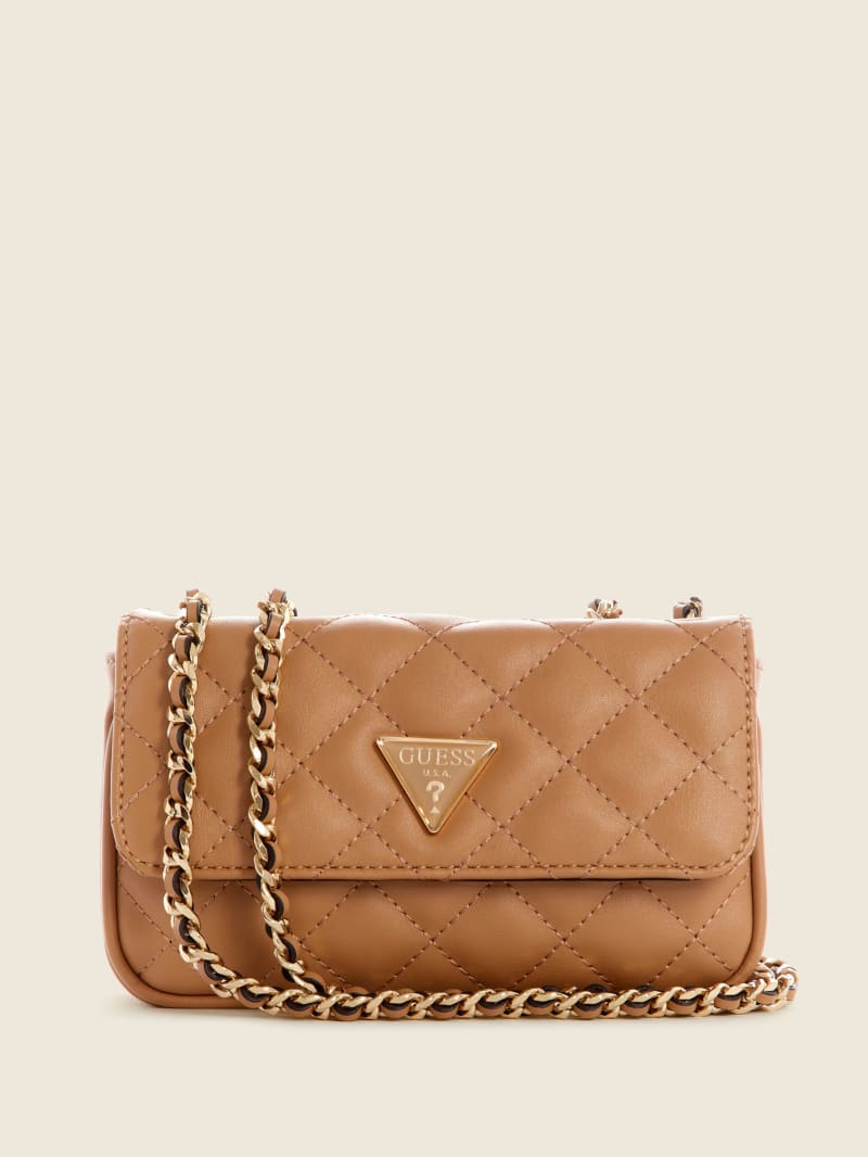 Beige Women\'s Guess Cessily Quilted Convertible Mini Bag | 0913857-ID