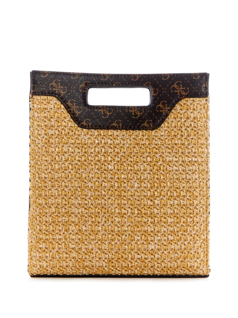 Beige Women's Guess Kasinta Raffia Cutout Mini Bag | 4018956-HA