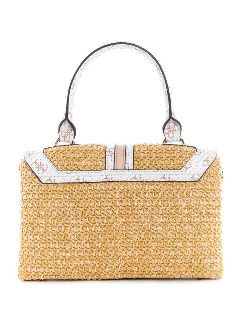 Beige Women's Guess Kasinta Raffia-Handle Satchel Bags | 4628091-IF