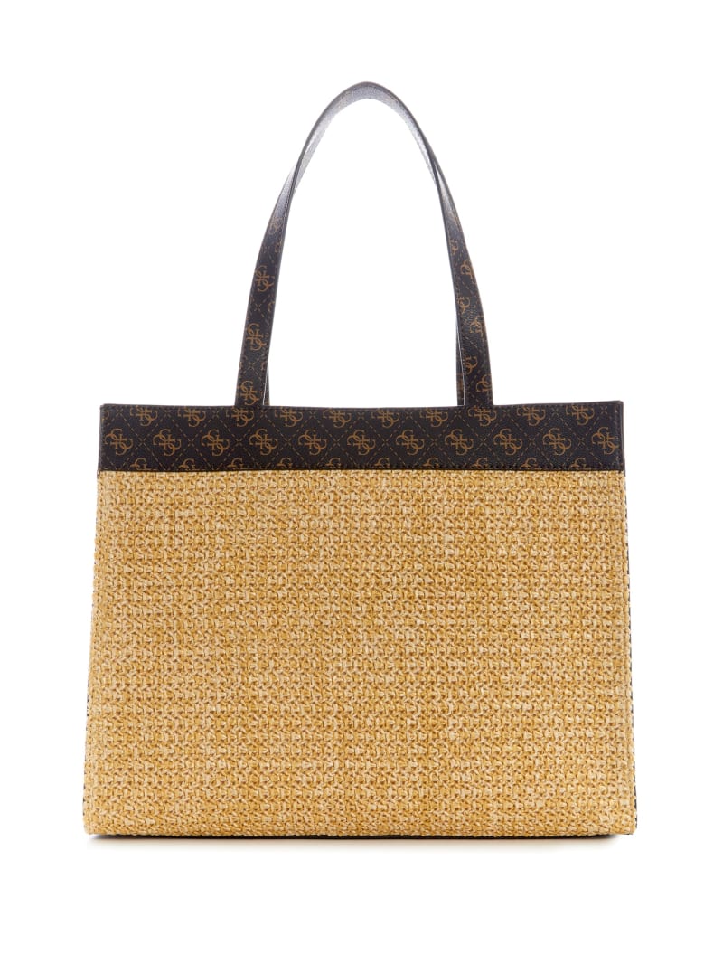 Beige Women's Guess Kasinta Raffia Tote Bags | 3819246-XJ