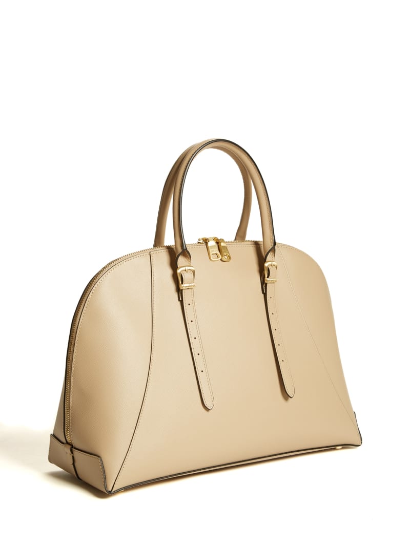 Beige Women's Guess Lady Luxe Dome Satchel Bags | 7042693-KB