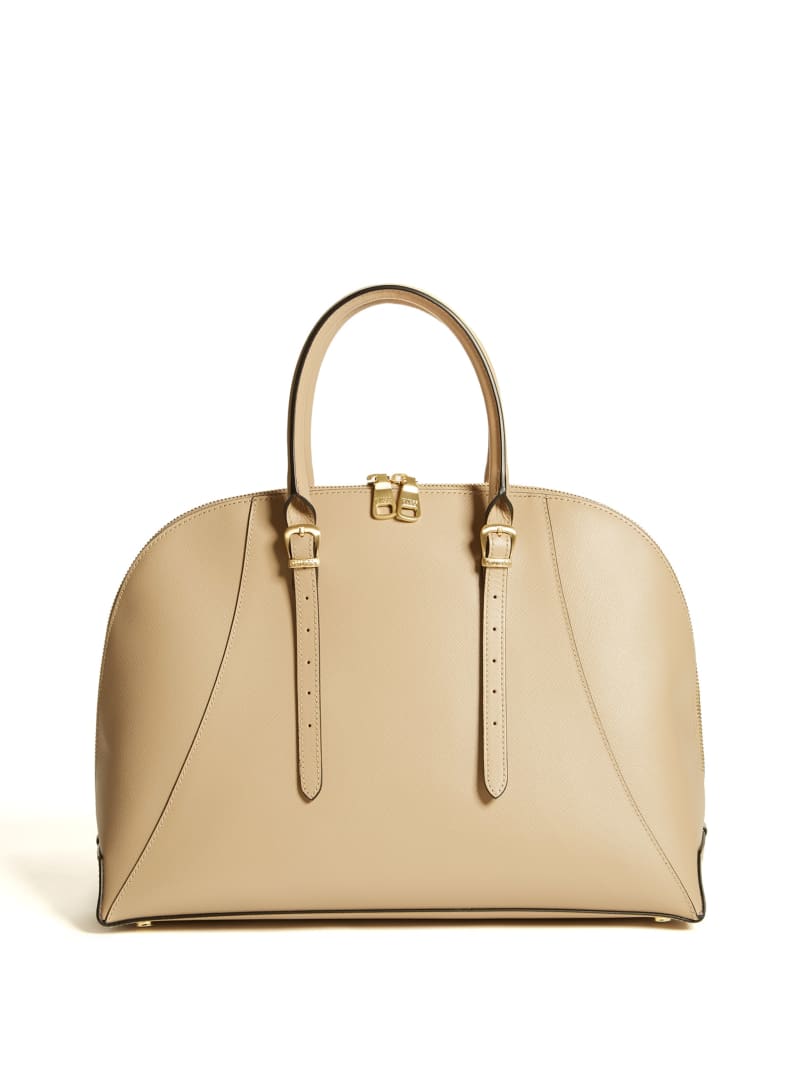 Beige Women's Guess Lady Luxe Dome Satchel Bags | 7042693-KB