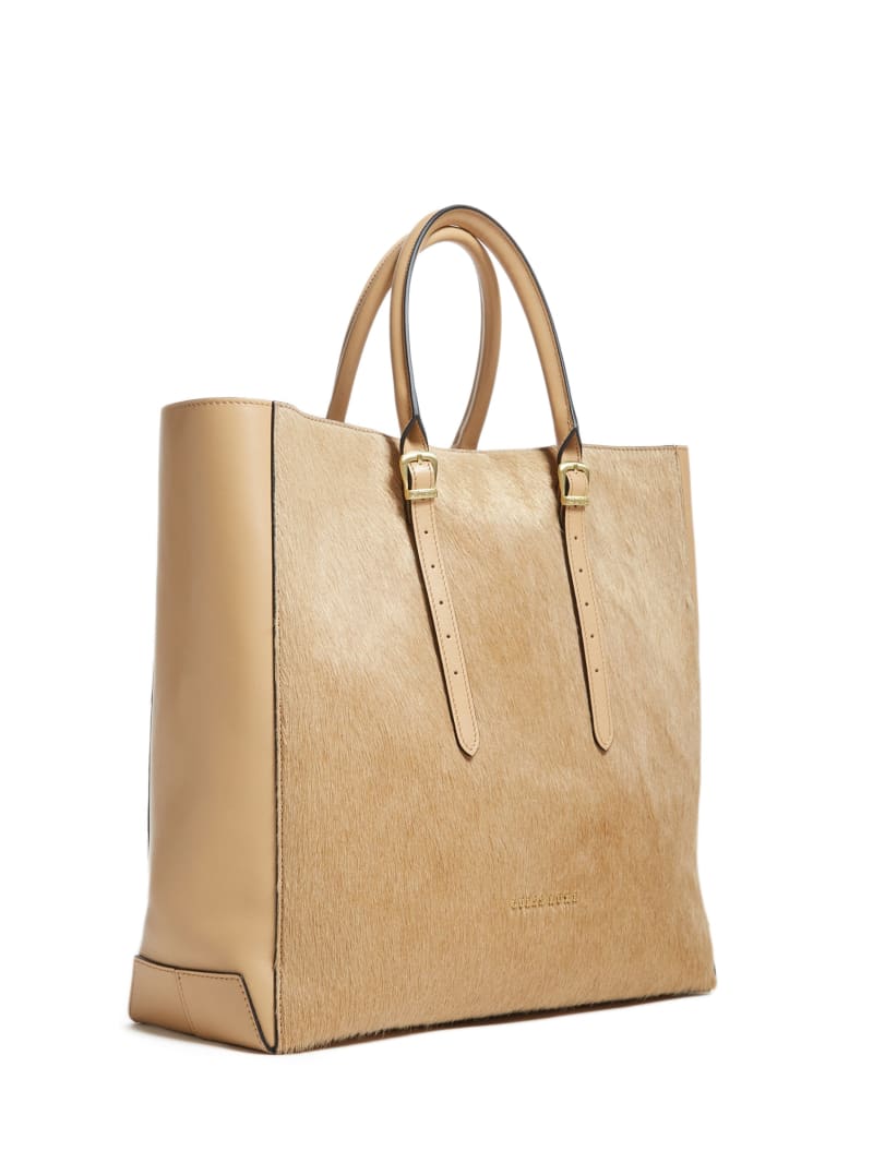 Beige Women's Guess Lady Luxe Leather Tote Bags | 5712094-UF