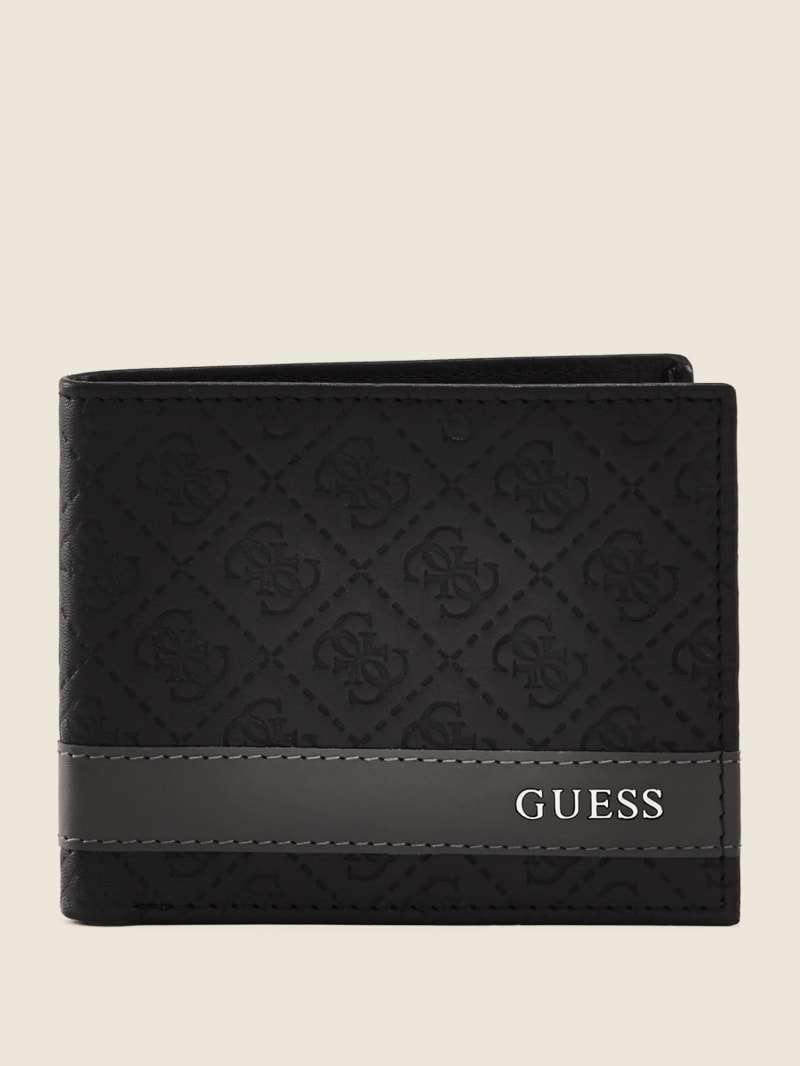 Black / Grey Men\'s Guess Mesa Double Billfold Bags | 6827409-AZ