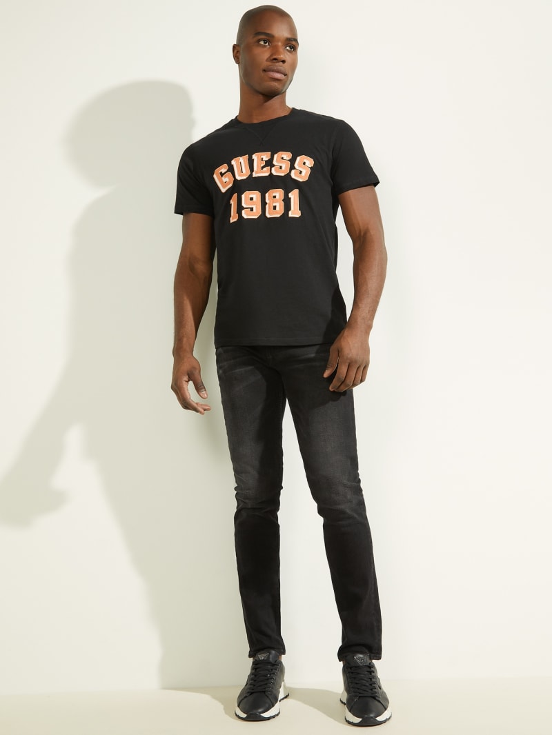 Black Men's Guess Academy Tee T Shirts | 2907654-EF