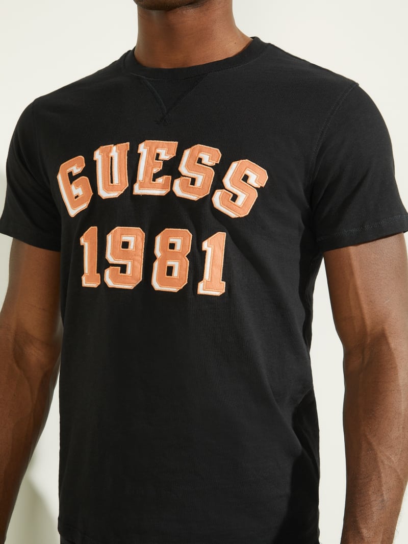 Black Men's Guess Academy Tee T Shirts | 2907654-EF