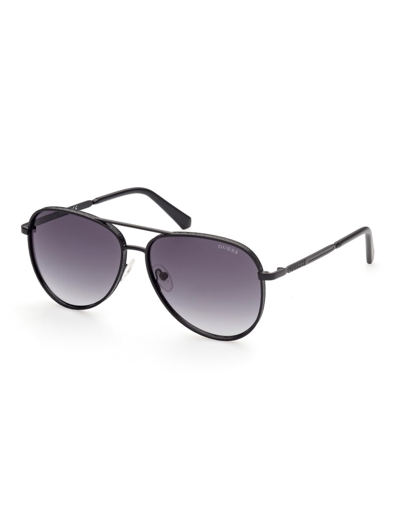 Black Men's Guess Aviator Sunglasses | 2058467-DS