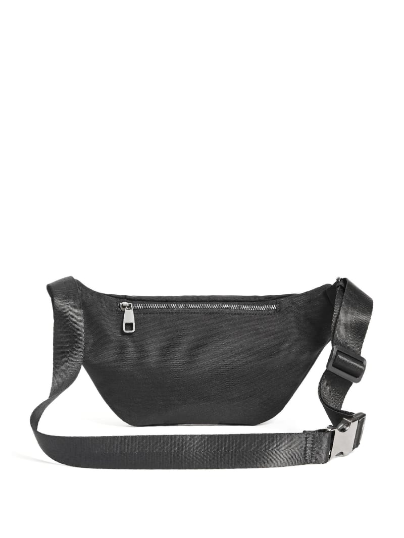 Black Men's Guess Canvas Fanny Pack Bags | 9521064-QJ