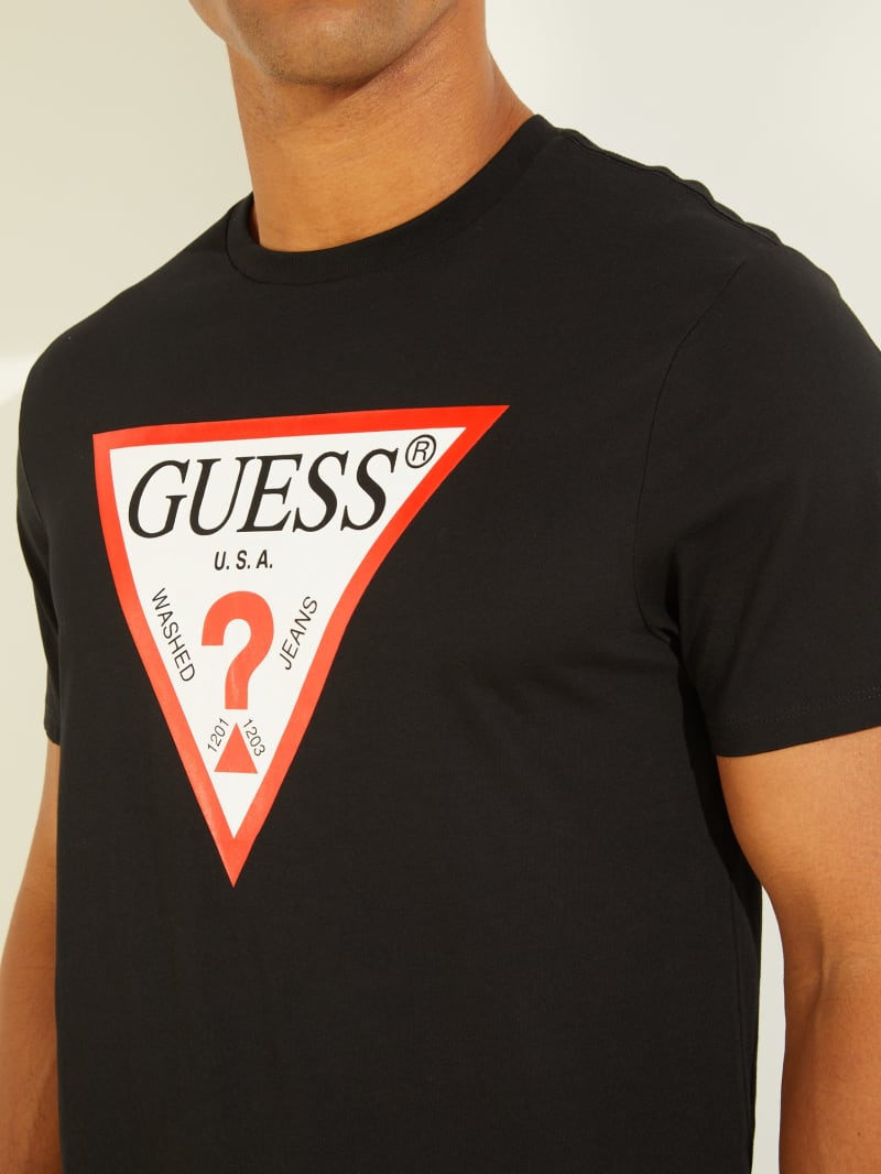 Black Men's Guess Classic Logo Tee T Shirts | 9825063-KO