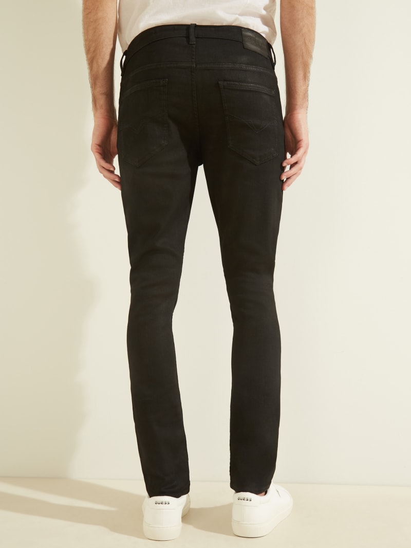 Black Men's Guess Coated Skinny Pants | 9853746-BA