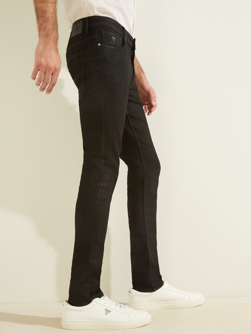 Black Men's Guess Coated Skinny Pants | 9853746-BA