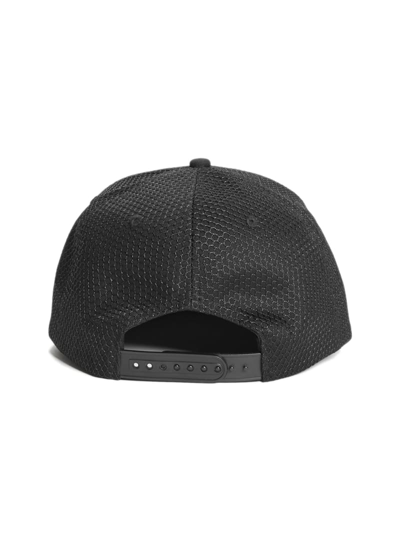 Black Men's Guess Dave Mesh Flat Brim Snapback Hats | 3586149-WD