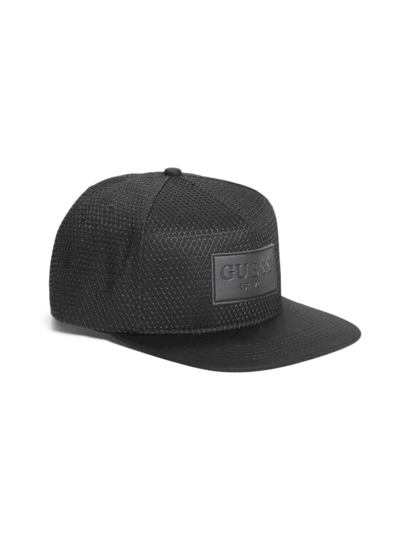 Black Men\'s Guess Dave Mesh Flat Brim Snapback Hats | 3586149-WD