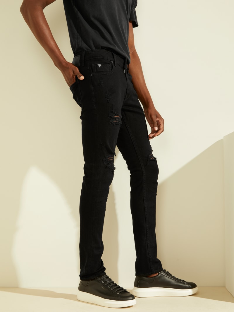 Black Men's Guess Destroyed Skinny Pants | 2847351-EG