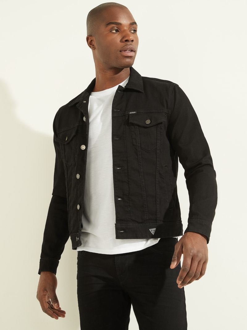 Black Men\'s Guess Dillon Denim Jackets | 5896120-JM