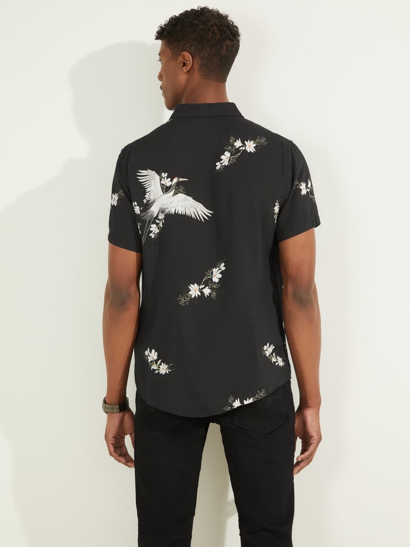 Black Men's Guess Eco Rayon Crane Shirts | 5148796-IV