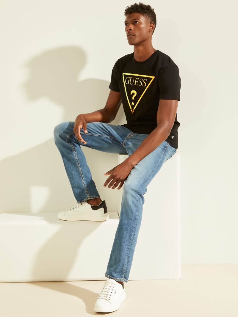 Black Men's Guess Hologram Logo Tee T Shirts | 0813725-YJ