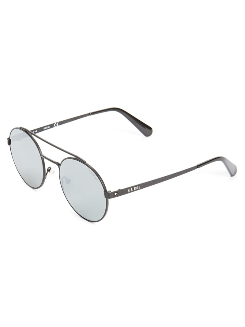 Black Men's Guess Jack Round Aviator Sunglasses | 9704831-ZO