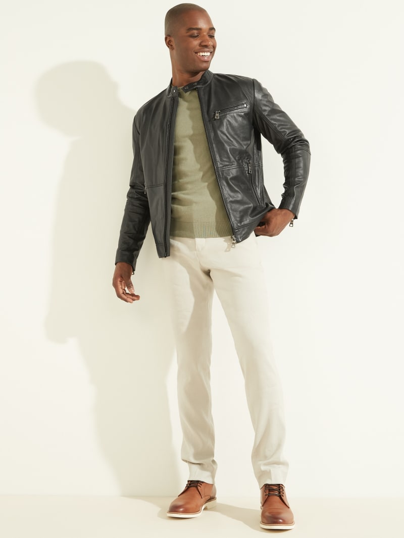 Black Men's Guess Leather Biker Jackets | 2730169-SC