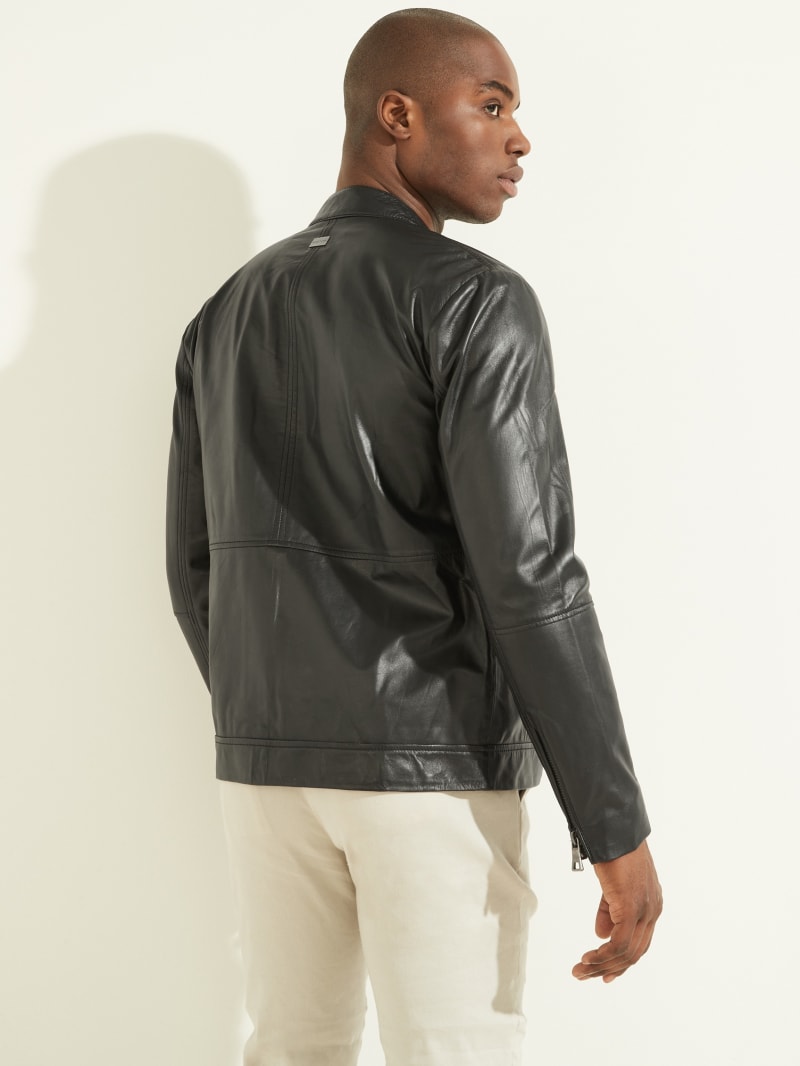 Black Men's Guess Leather Biker Jackets | 2730169-SC