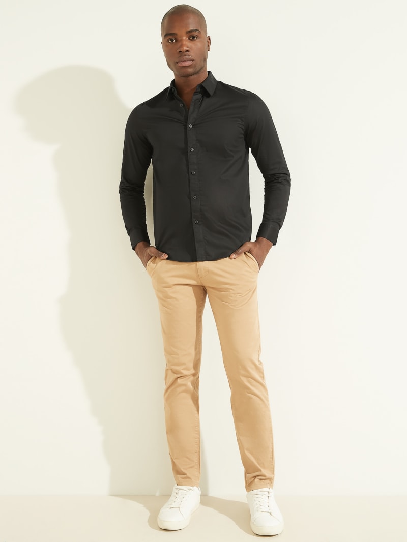 Black Men's Guess Luxe Stretch Shirts | 0326817-QI